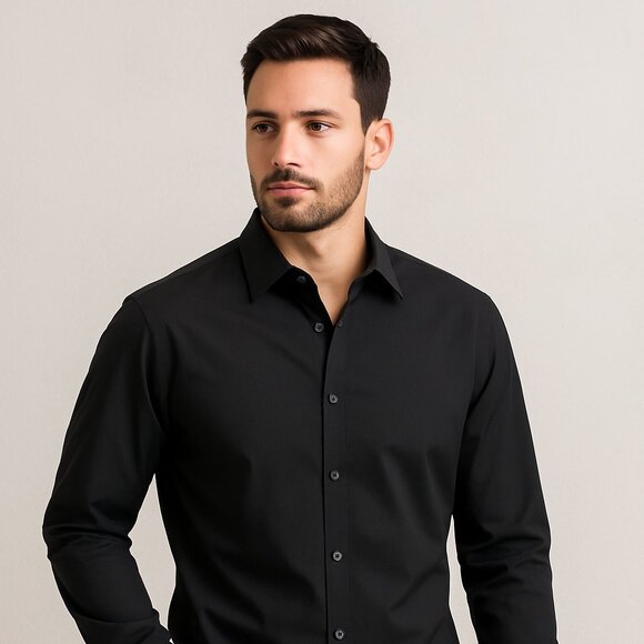 UNTUCKit Black Wrinkle-Free Button Down Shirt Men’s Cotton Dress Work Large - Picture 2 of 15